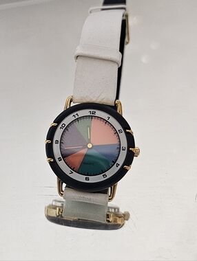 Vintage Le Jour Sixty Multicolor Dial Women's Quartz Watch with White Strap